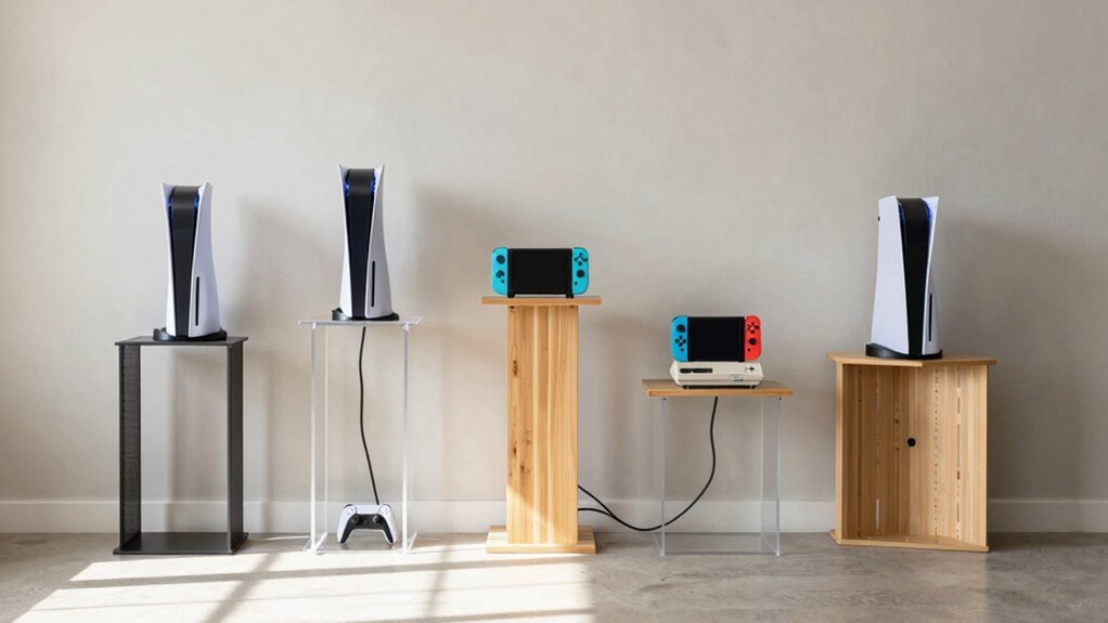 five compact vertical stands save space