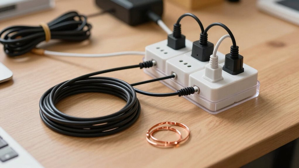 cord organization for power strip placement