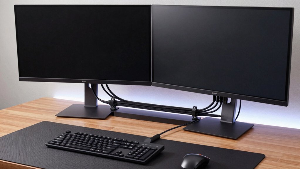 dual monitor arm cable management system