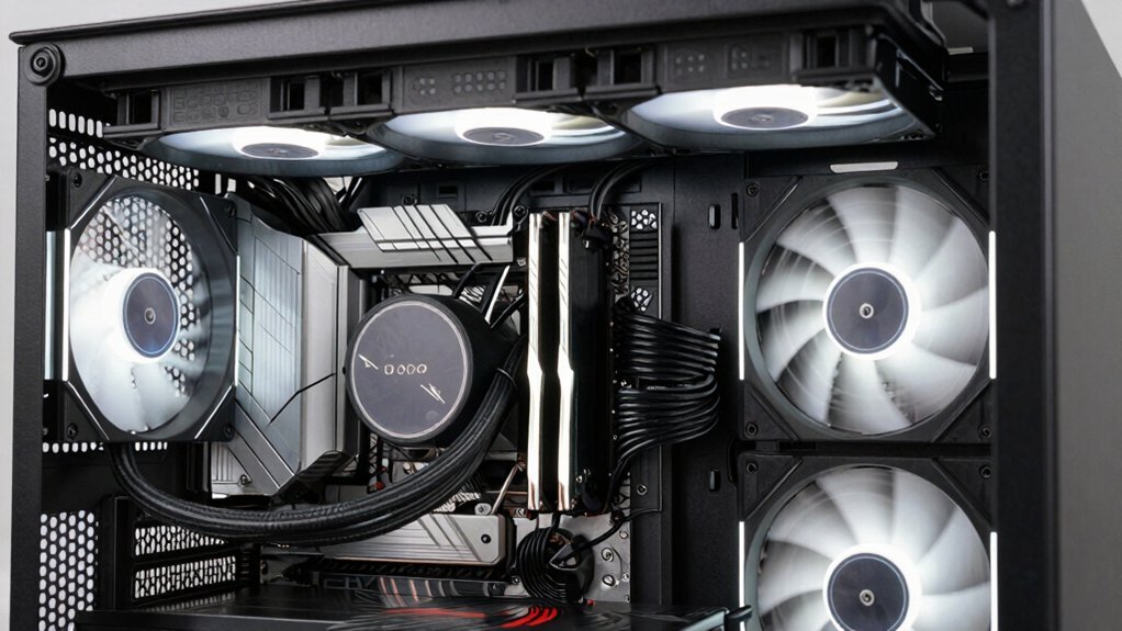 front to back airflow with exhaust radiators
