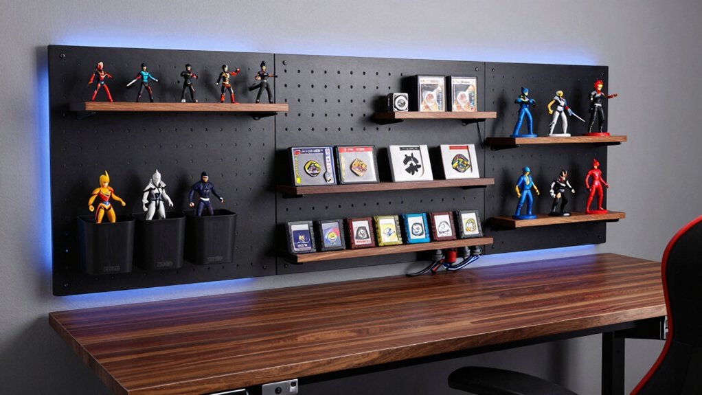 modular pegboard with adjustable shelves