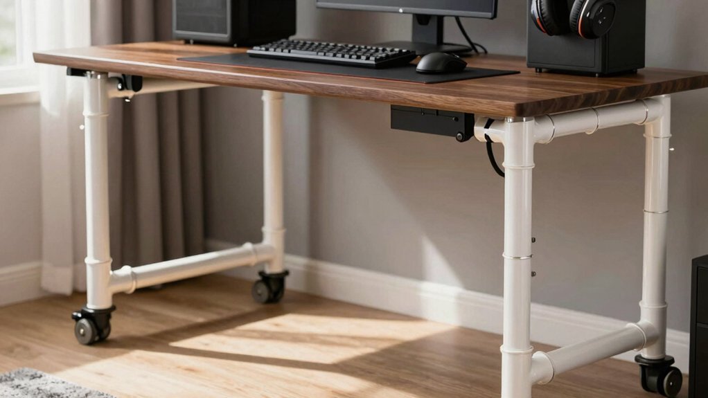 portable pvc desk on casters for gaming
