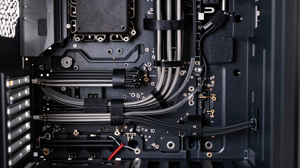 route cables behind motherboard tray for airflow