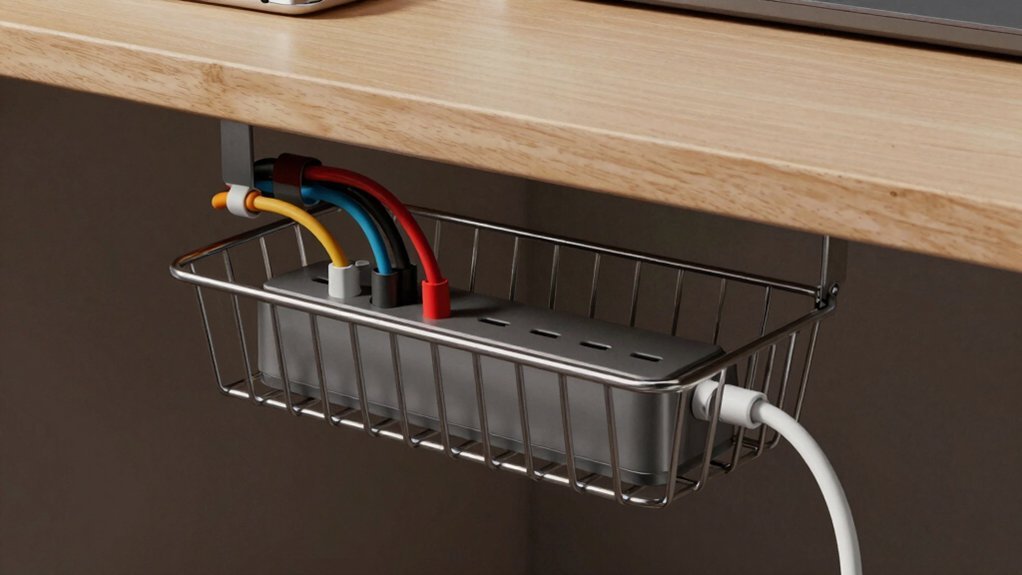 under desk wire basket hub